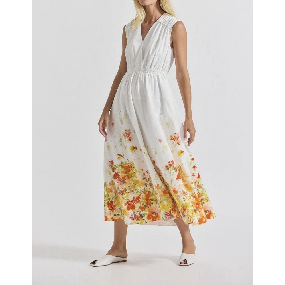 Derek Lam 10 Crosby Nara Cotton Poplin Cinched Waist Maxi Dress Size 12 NWT $550